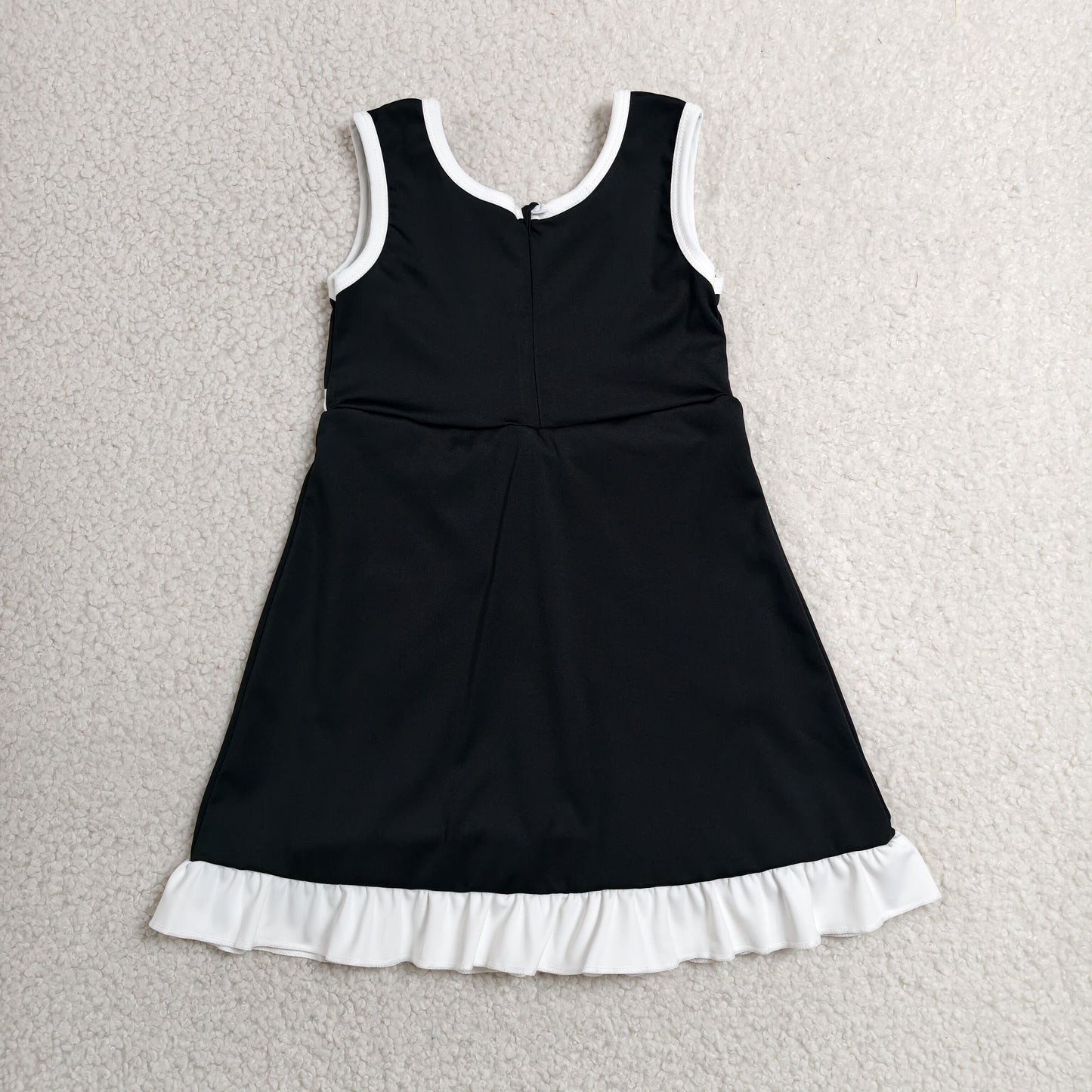 GSD4140 White Ruffle Black Sleeveless Yoga Dresses for Girls 202606 RTS