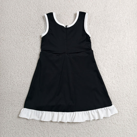 GSD4140 White Ruffle Black Sleeveless Yoga Dresses for Girls 202606 RTS