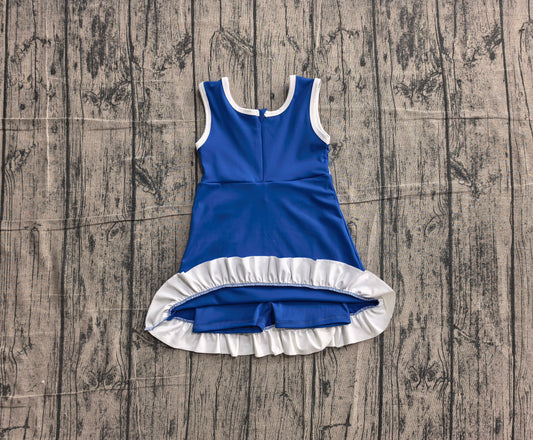 NO MOQ Preorder GSD4141 White Ruffle Blue Sleeveless Yoga Dresses for Girls 202605