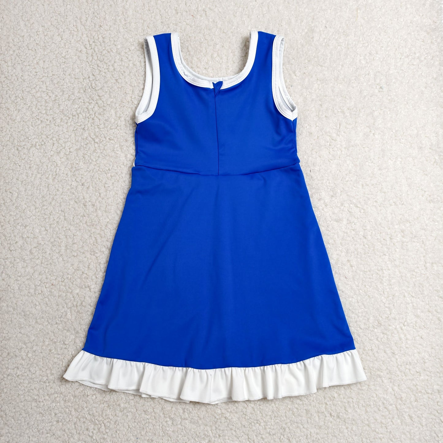 GSD4141 White Ruffle Blue Sleeveless Yoga Dresses for Girls 202606 RTS