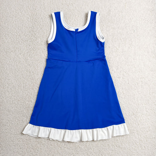 GSD4141 White Ruffle Blue Sleeveless Yoga Dresses for Girls 202606 RTS