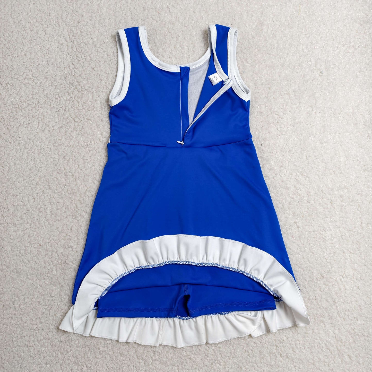 GSD4141 White Ruffle Blue Sleeveless Yoga Dresses for Girls 202606 RTS