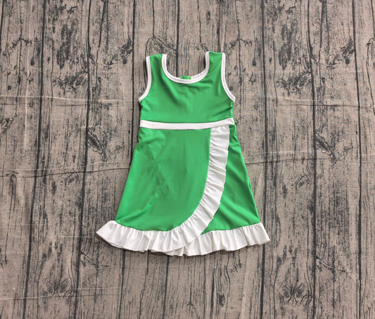 NO MOQ Preorder GSD4142 White Ruffle Green Sleeveless Yoga Dresses for Girls 202605