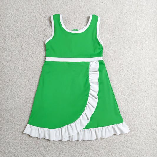 GSD4143 White Ruffle Green Sleeveless Yoga Dresses for Girls 202606 RTS
