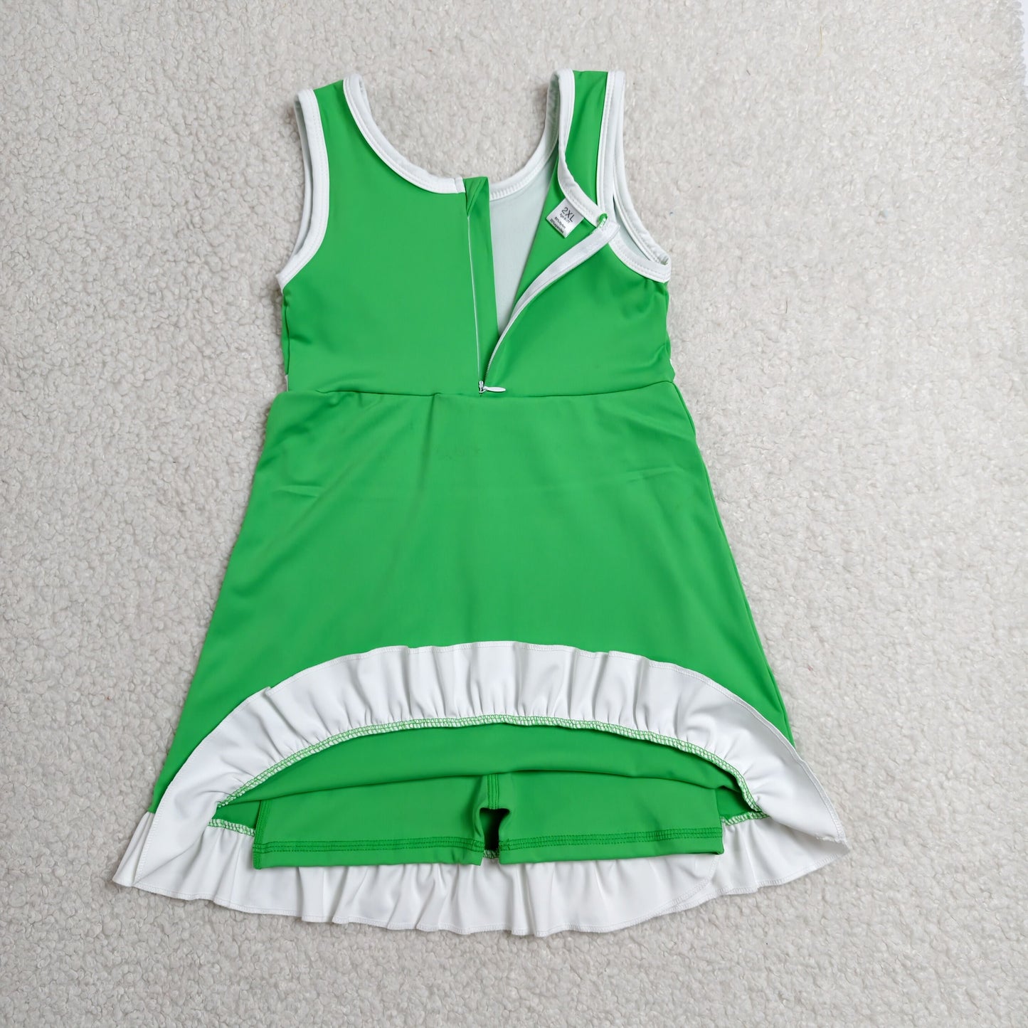GSD4143 White Ruffle Green Sleeveless Yoga Dresses for Girls 202606 RTS