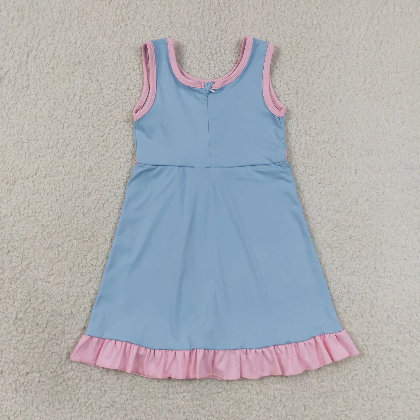 GSD4144 Pink Ruffle Blue Sleeveless Yoga Dresses for Girls 202606 RTS