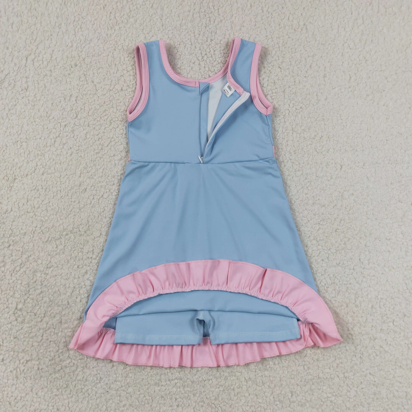 GSD4144 Pink Ruffle Blue Sleeveless Yoga Dresses for Girls 202606 RTS