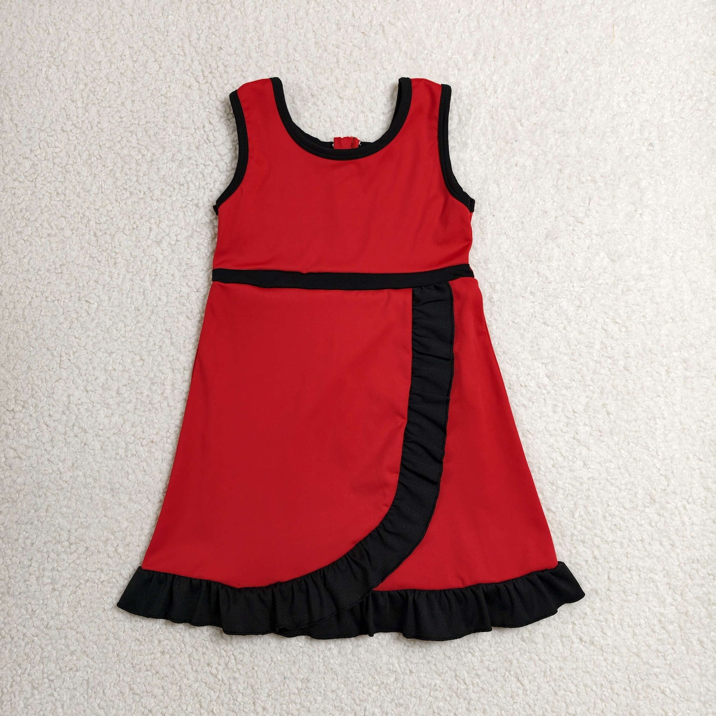 GSD4146 Black Ruffle Red Sleeveless Yoga Dresses for Girls 202606 RTS