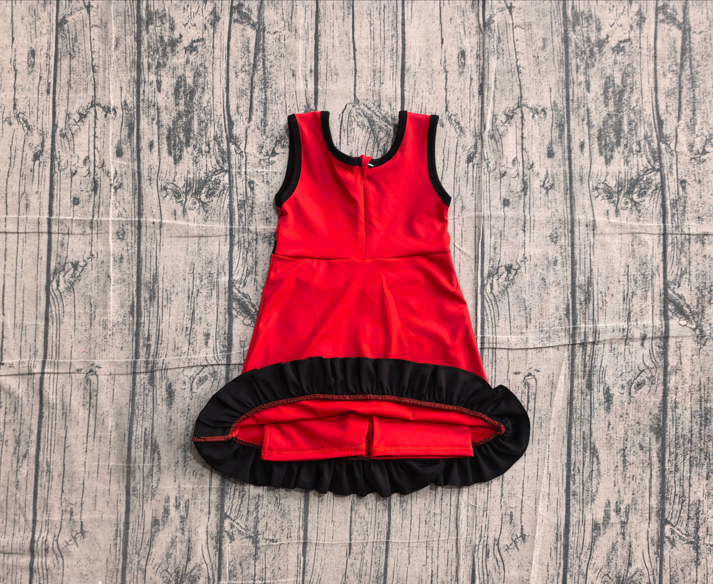 NO MOQ Preorder GSD4146 Black Ruffle Red Sleeveless Yoga Dresses for Girls 202605