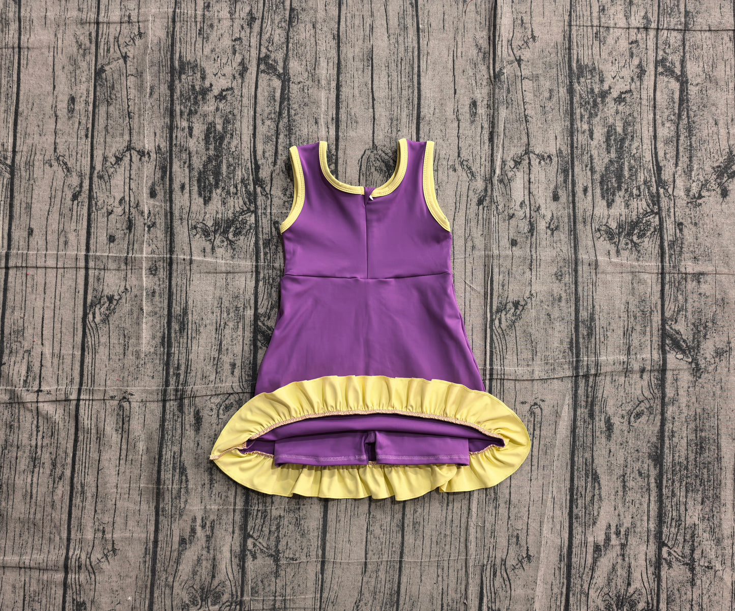 NO MOQ Preorder GSD4147 Yellow Ruffle Purple Sleeveless Yoga Dresses for Girls 202605