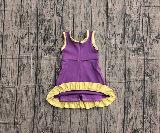 NO MOQ Preorder GSD4147 Yellow Ruffle Purple Sleeveless Yoga Dresses for Girls 202605