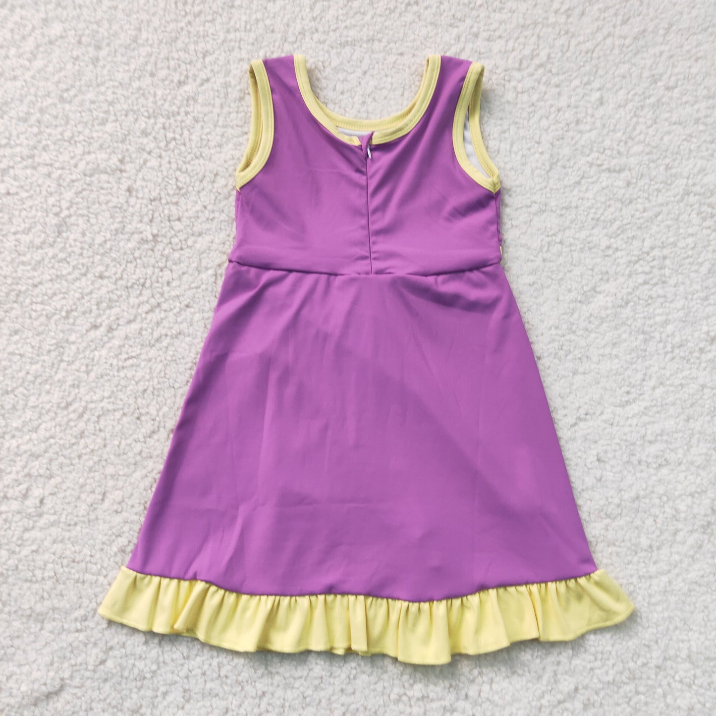GSD4147 Yellow Ruffle Purple Sleeveless Yoga Dresses for Girls 202607 RTS
