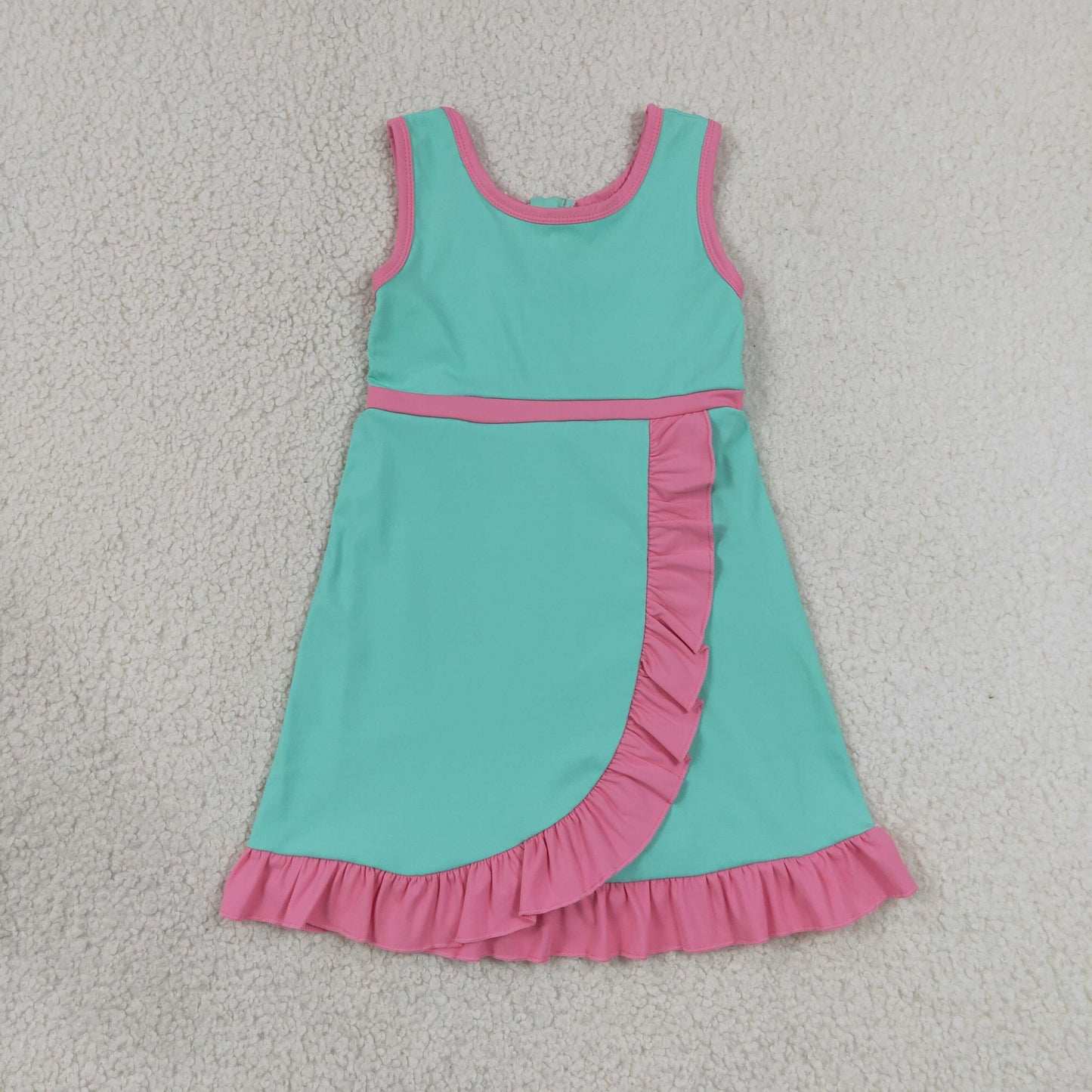 GSD4149 Pink Ruffle Green Sleeveless Yoga Dresses for Girls 202607 RTS