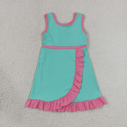GSD4149 Pink Ruffle Green Sleeveless Yoga Dresses for Girls 202607 RTS