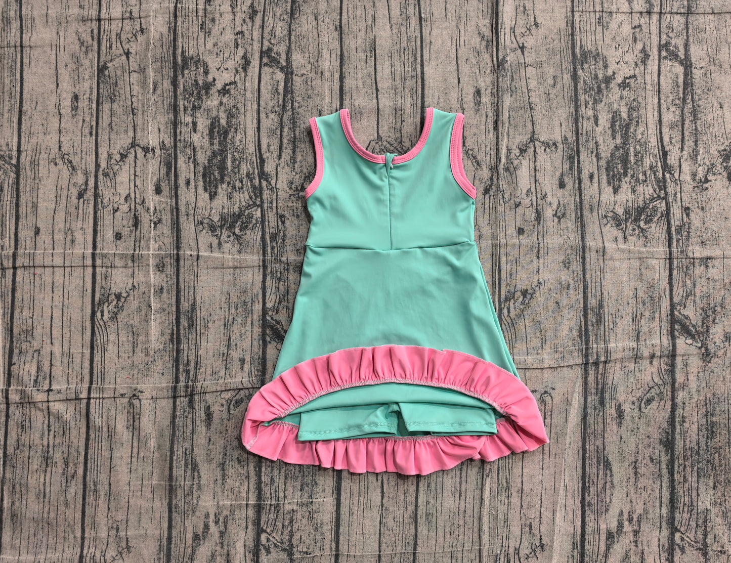 NO MOQ Preorder GSD4149 Pink Ruffle Green Sleeveless Yoga Dresses for Girls 202605