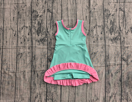 NO MOQ Preorder GSD4149 Pink Ruffle Green Sleeveless Yoga Dresses for Girls 202605