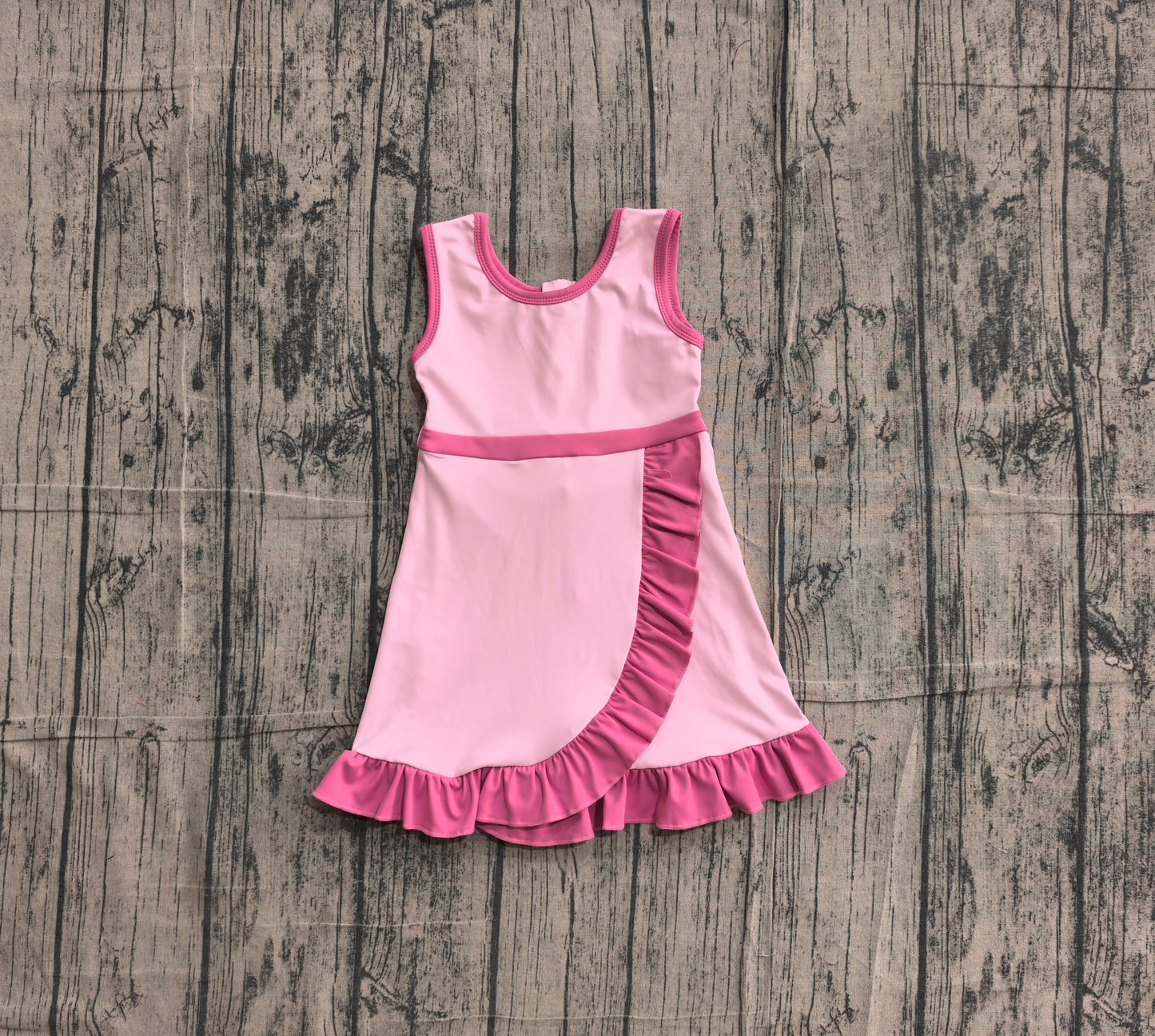 NO MOQ Preorder GSD4152 Pink Ruffle Sleeveless Yoga Dresses for Girls 202605