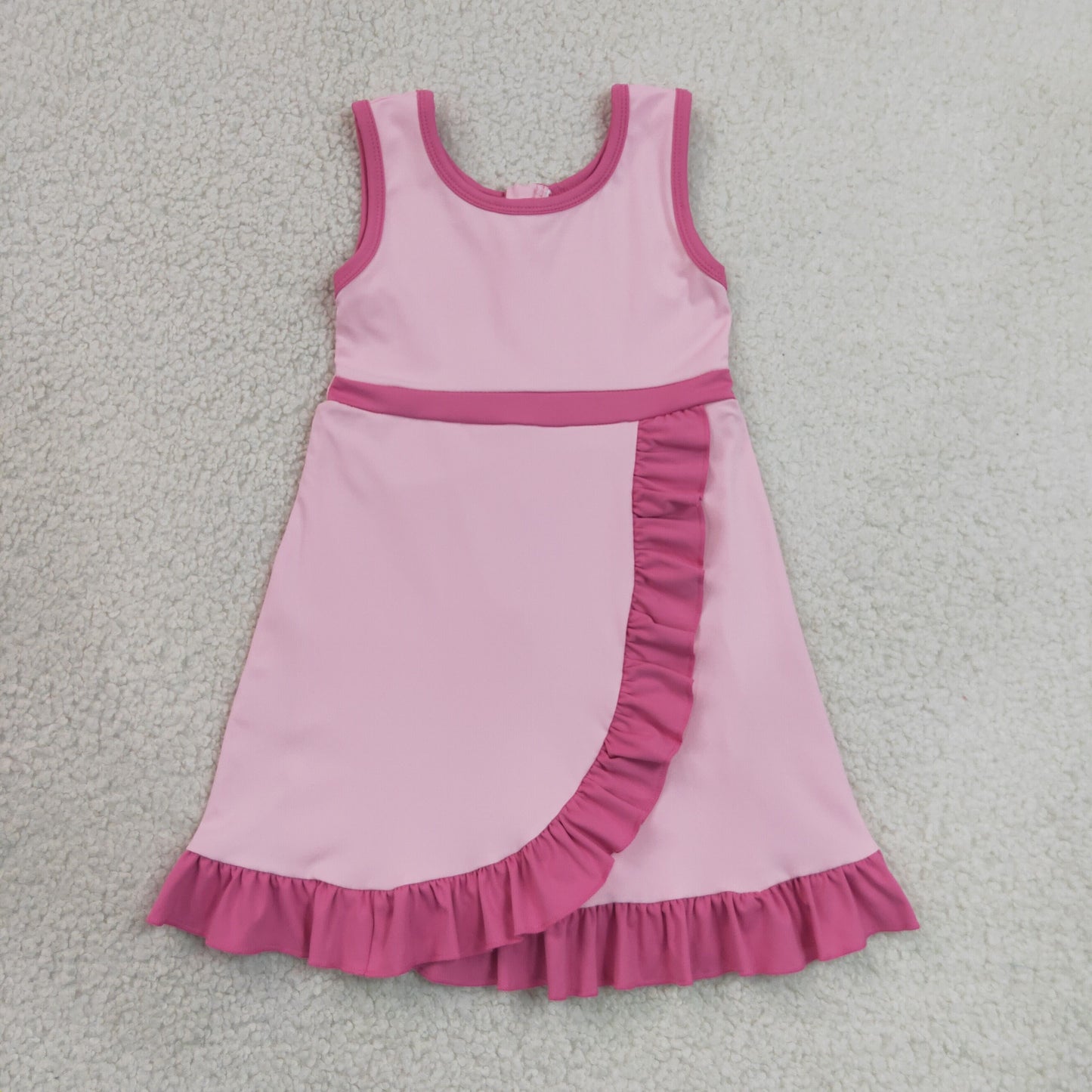 GSD4152 Pink Ruffle Sleeveless Yoga Dresses for Girls 202606 RTS