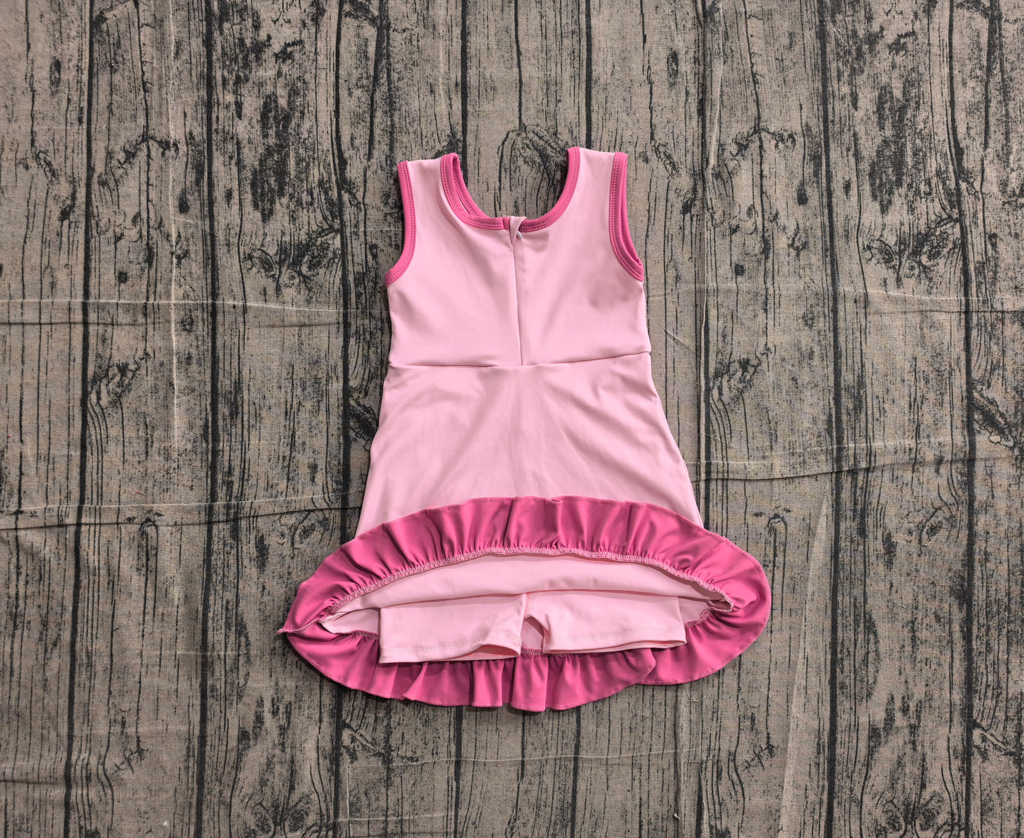 NO MOQ Preorder GSD4152 Pink Ruffle Sleeveless Yoga Dresses for Girls 202605