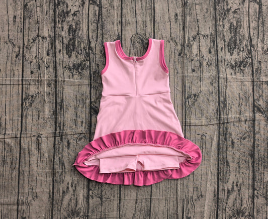 NO MOQ Preorder GSD4152 Pink Ruffle Sleeveless Yoga Dresses for Girls 202605