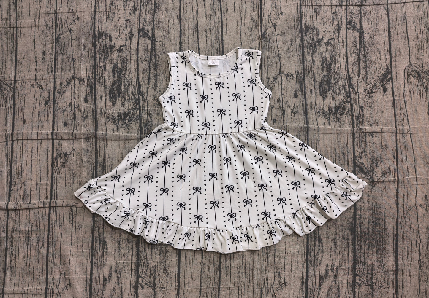 NO MOQ Preorder GSD4153 Black Bows Love Sleeveless Dresses for Girls 202606