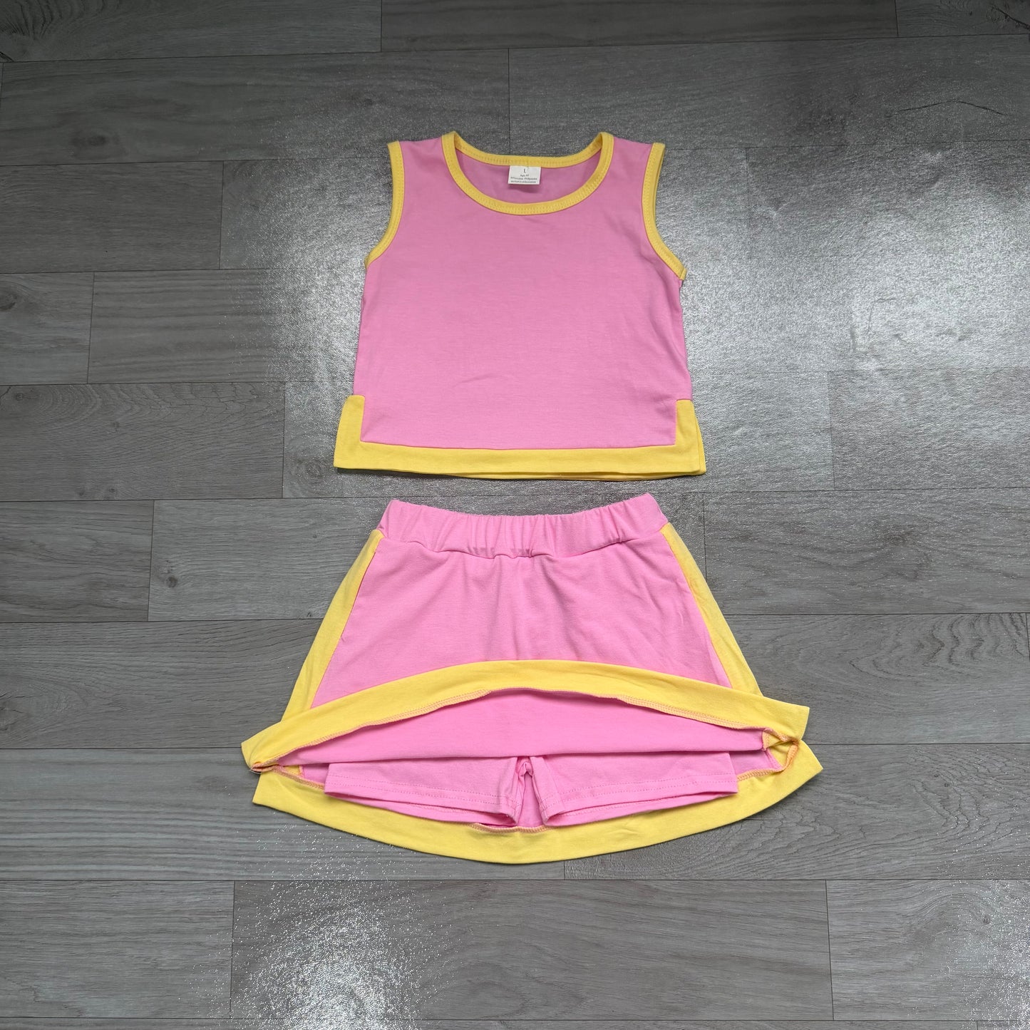 NO MOQ Preorder GSD4187 Orange Pink Sleeveless Skirts Yoga Girls Sets 202607