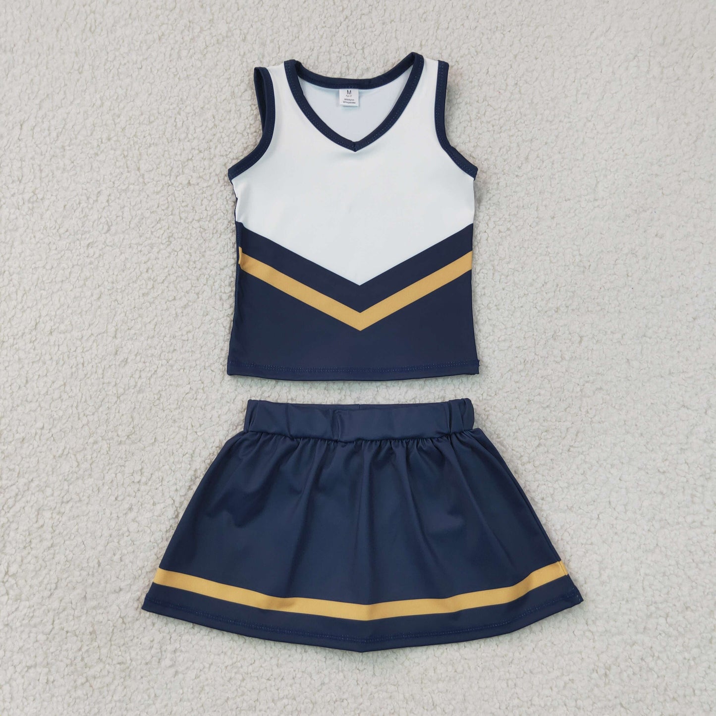 GSD4189 GO TEAM Stripe Navy Orange White Sleeveless Skirts Yoga Girls Sets 202607 RTS