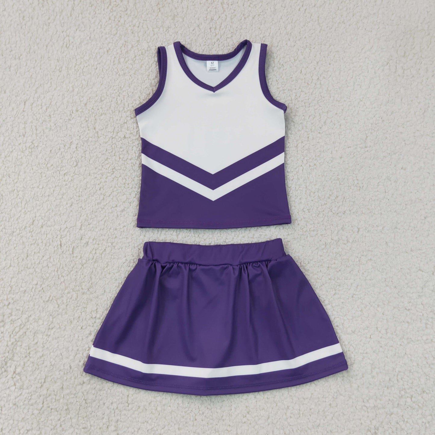 GSD4192 GO TEAM Stripe Dark Purple White Sleeveless Skirts Yoga Girls Sets 202607 RTS