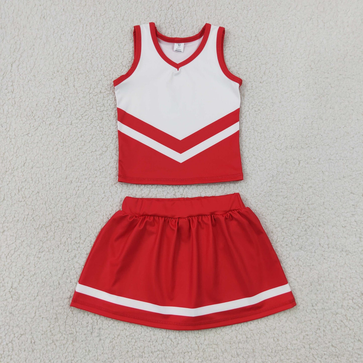 GSD4198 White Red Stripe Sleeveless Top with Skirts for Girls Yoga Sets 202607 RTS