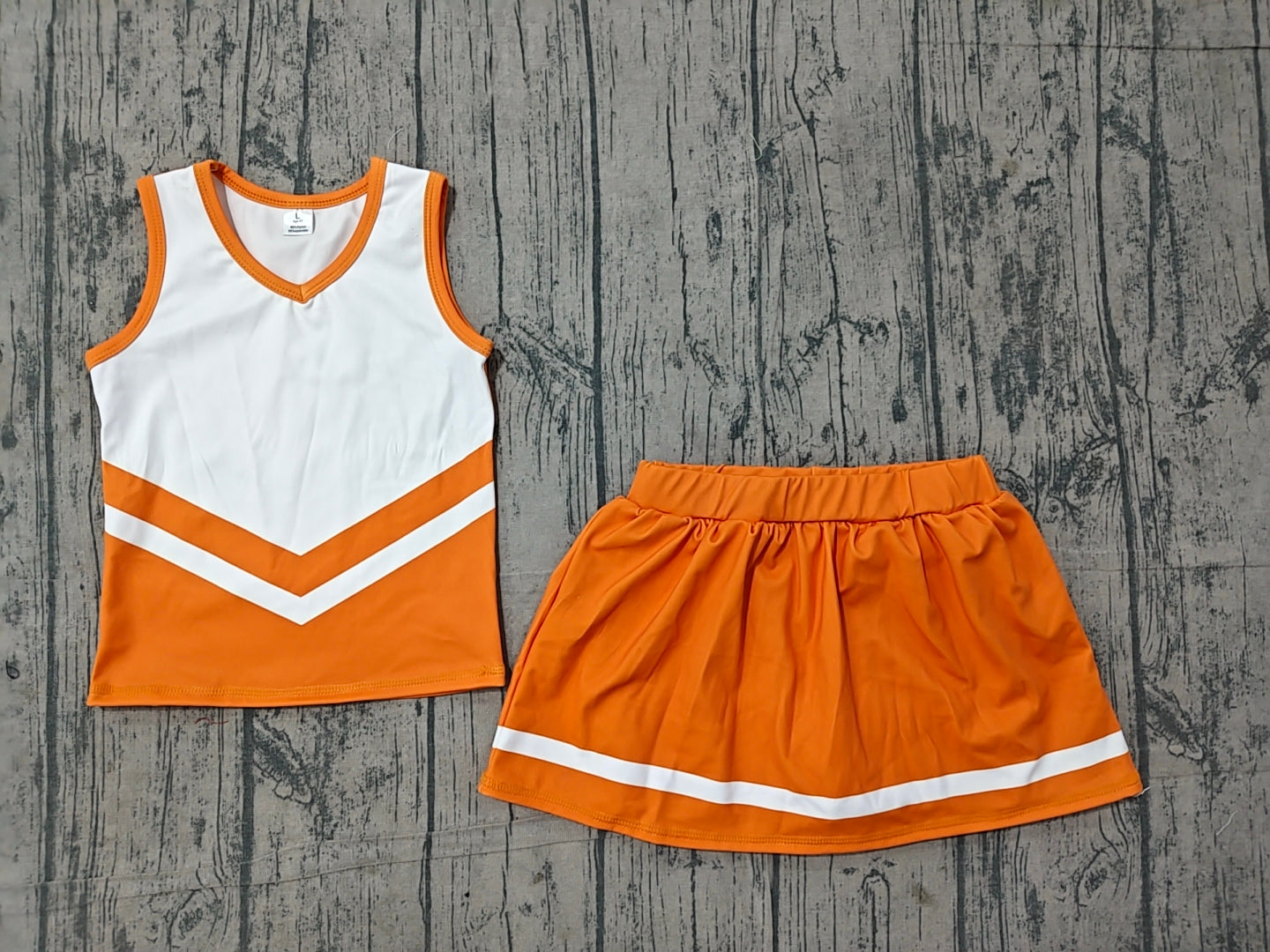 NO MOQ preorder GSD4199 White Orange Stripe Sleeveless Top with Skirts for Girls Yoga Sets 202606