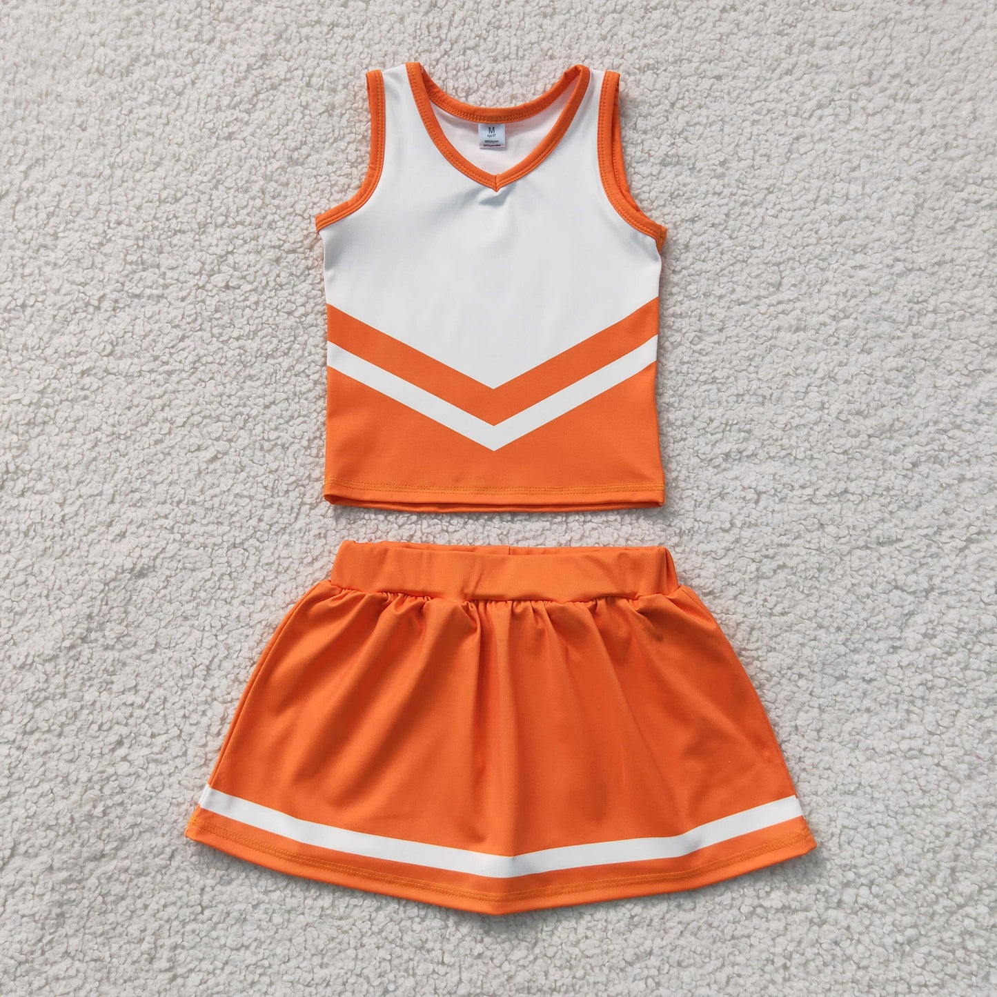 GSD4199 White Orange Stripe Sleeveless Top with Skirts for Girls Yoga Sets 202607 RTS