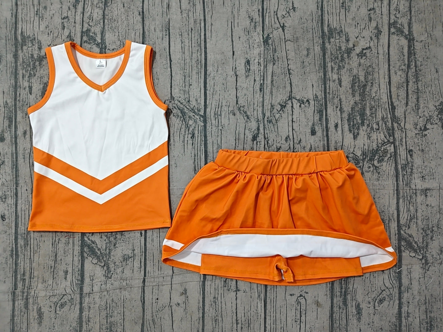 NO MOQ preorder GSD4199 White Orange Stripe Sleeveless Top with Skirts for Girls Yoga Sets 202606