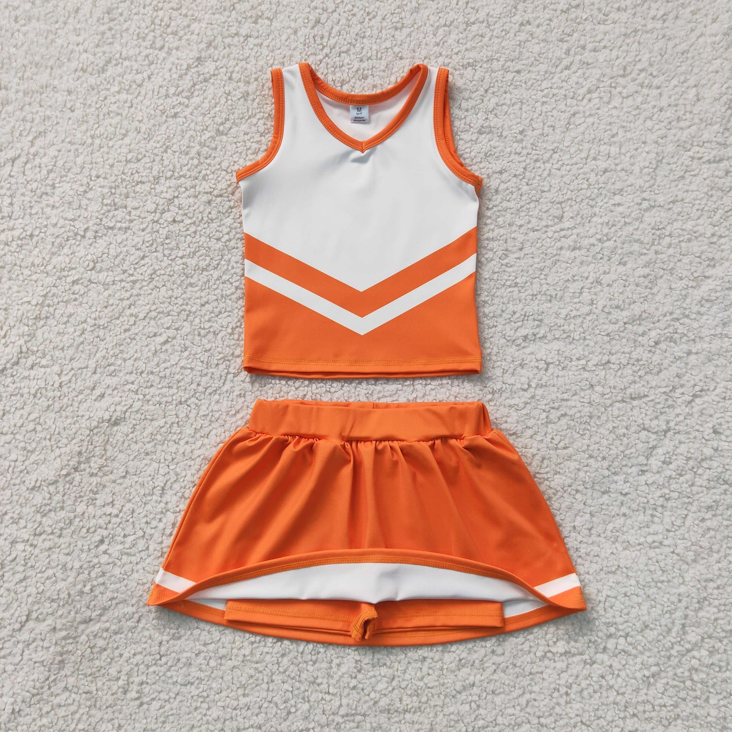 GSD4199 White Orange Stripe Sleeveless Top with Skirts for Girls Yoga Sets 202607 RTS