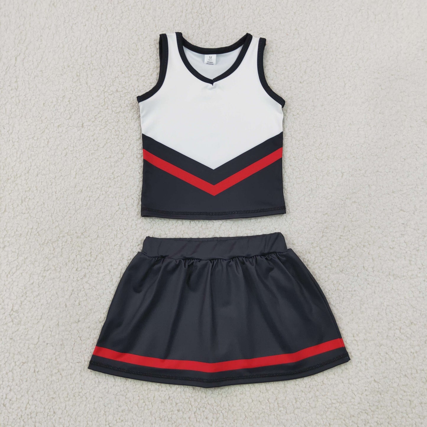 GSD4200 Red Black Stripe Sleeveless Top with Skirts for Girls Yoga Sets 202607 RTS