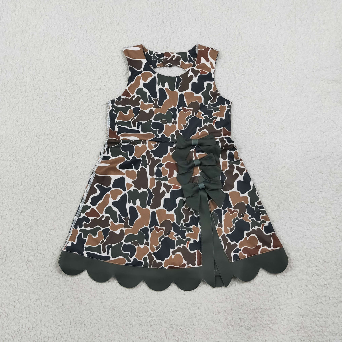 GSD4229 Hunting Camo Scallop Edge Yoga Girl's Dress Onesie