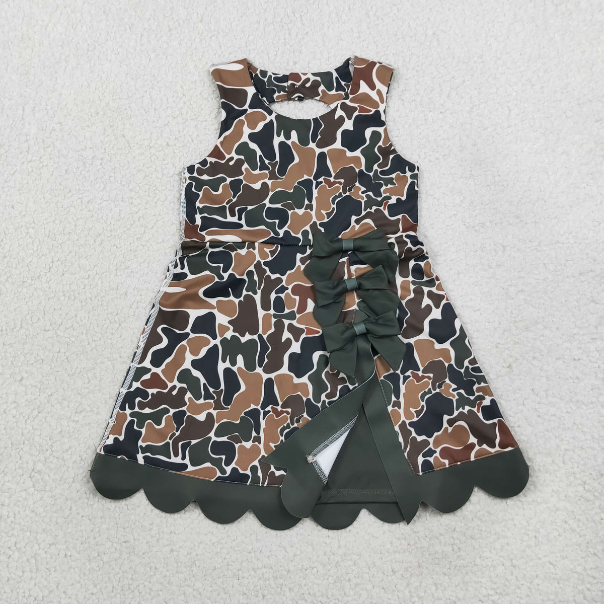 GSD4229 Hunting Camo Scallop Edge Yoga Girl's Dress Onesie