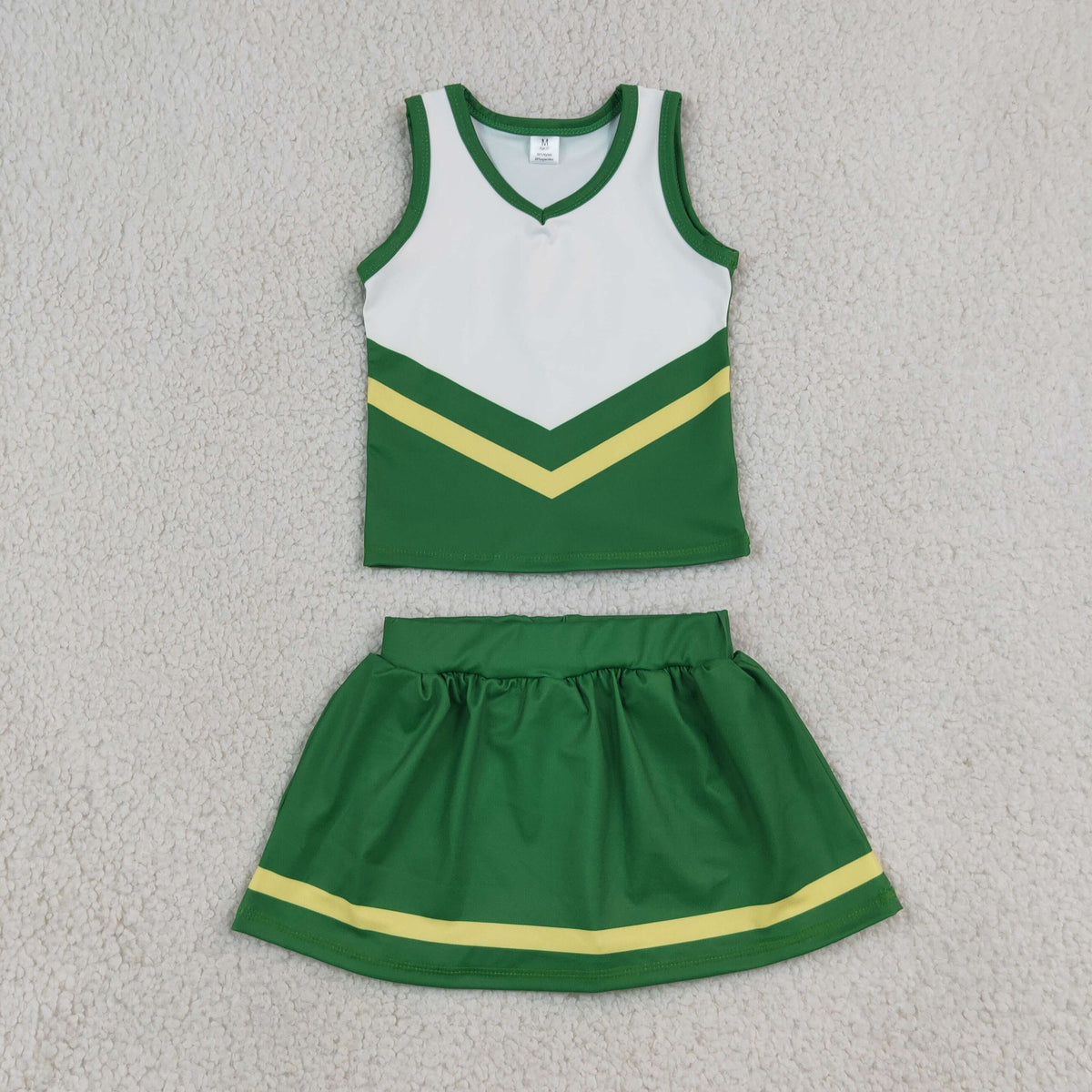 GSD4238 Team Stripe Green Cheer Yoga Girls Skorts Set 202609 RTS
