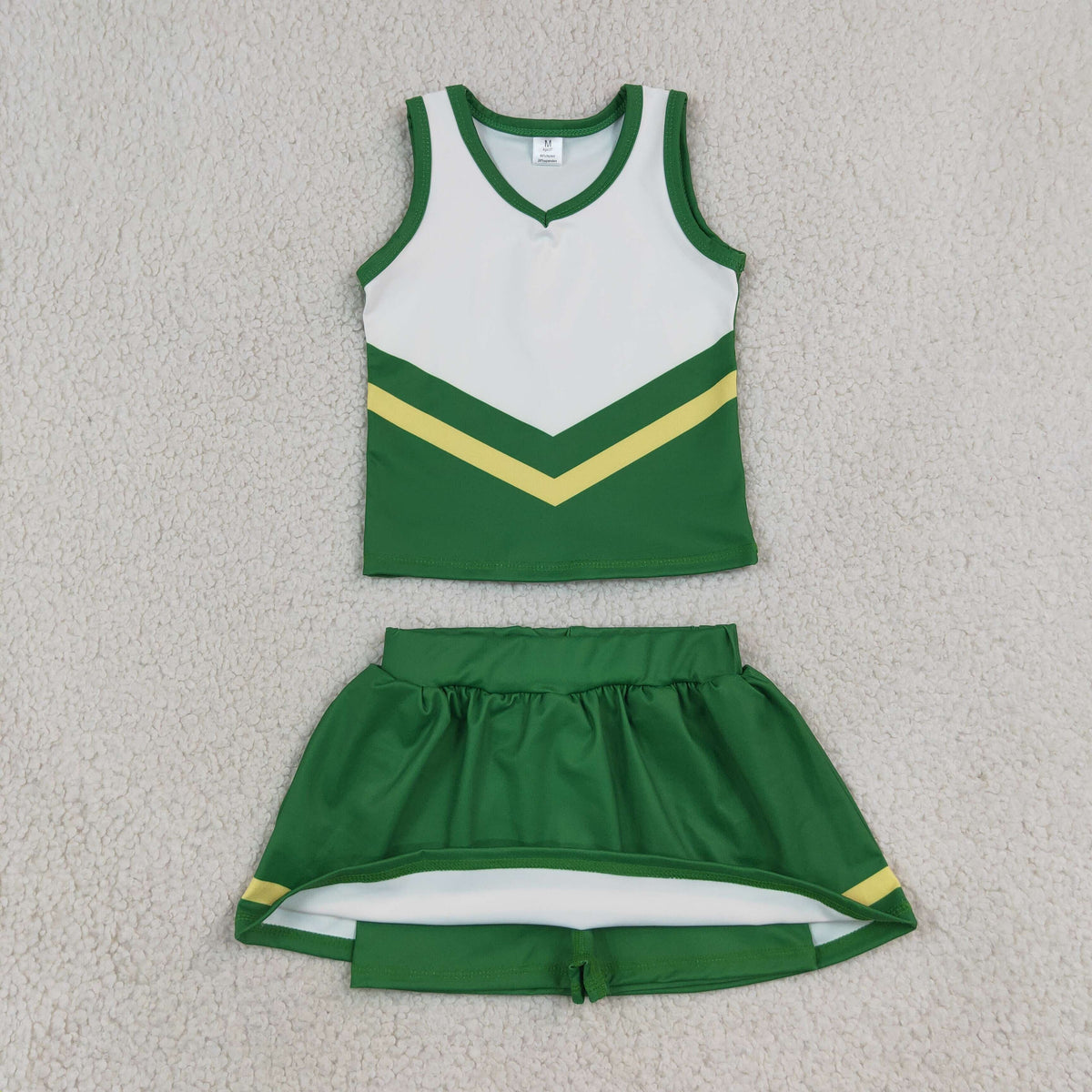GSD4238 Team Stripe Green Cheer Yoga Girls Skorts Set 202609 RTS