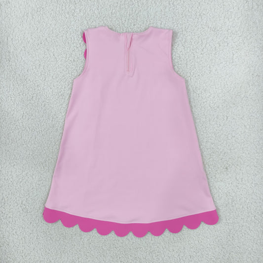 GSD4240 Solid Color Rose Red Scallop Edge Yoga Girls Dress