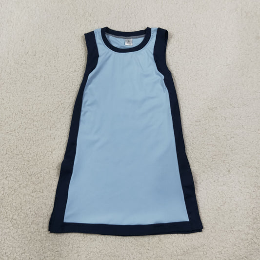 GSD4256 Solid Color Blue Yoga Girl's Dress