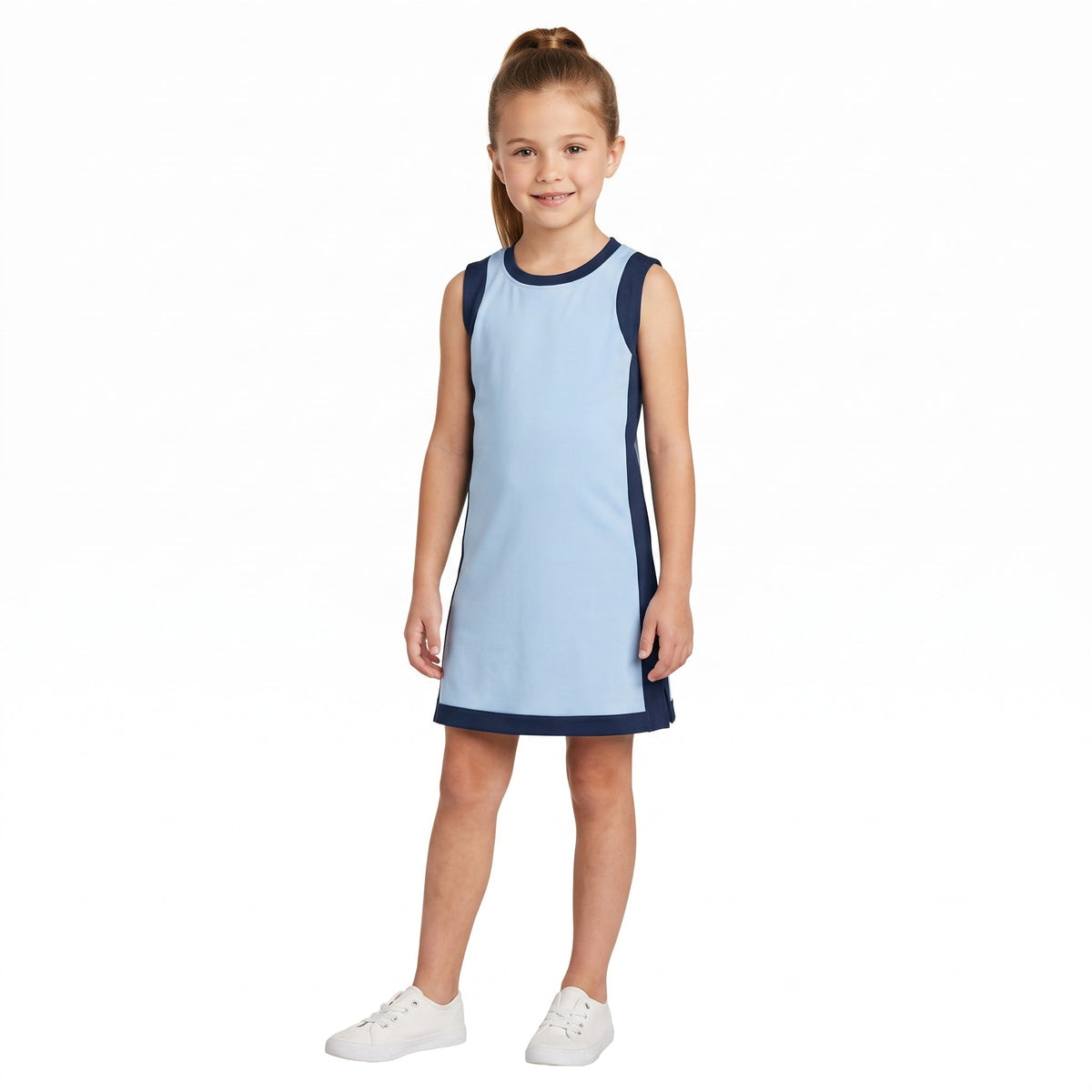 GSD4256 Solid Color Blue Yoga Girl's Dress