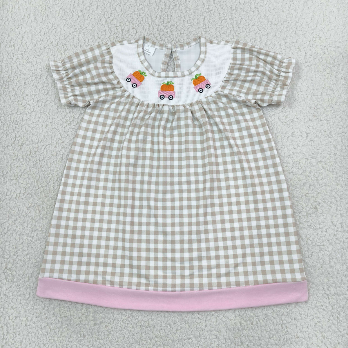 GSD4258 Smocked Fall Pumpkin Car Plaid Girl's Dress