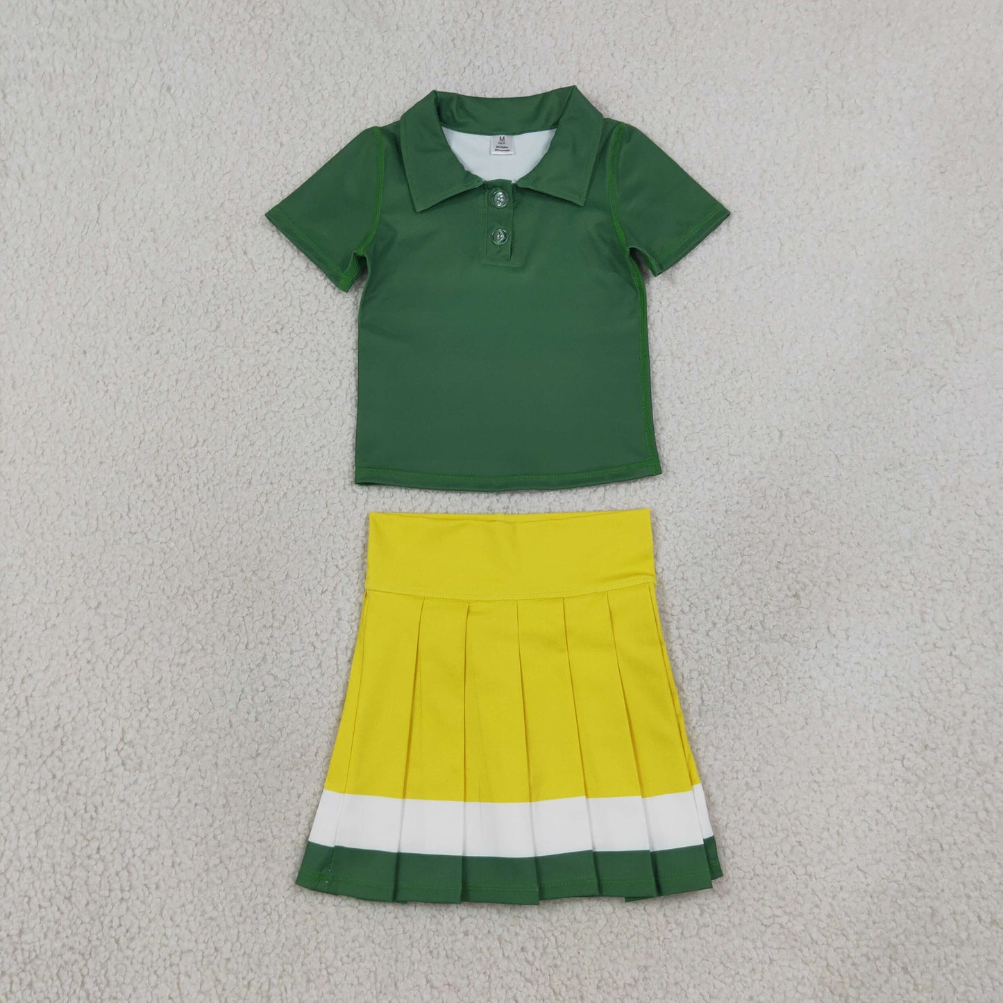 GSD4261 RTS kids girl clothes yoga green print girl summer yoga set sports clothing set