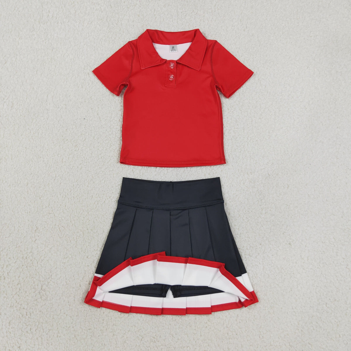 GSD4262 Red Pleated Yoga Polo Girls Skorts Set