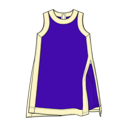 MOQ 5 PCS Preorder GSD4280 Blue Purple Yellow Patchwork Sleeveless Yoga Dresses for Girls 202607