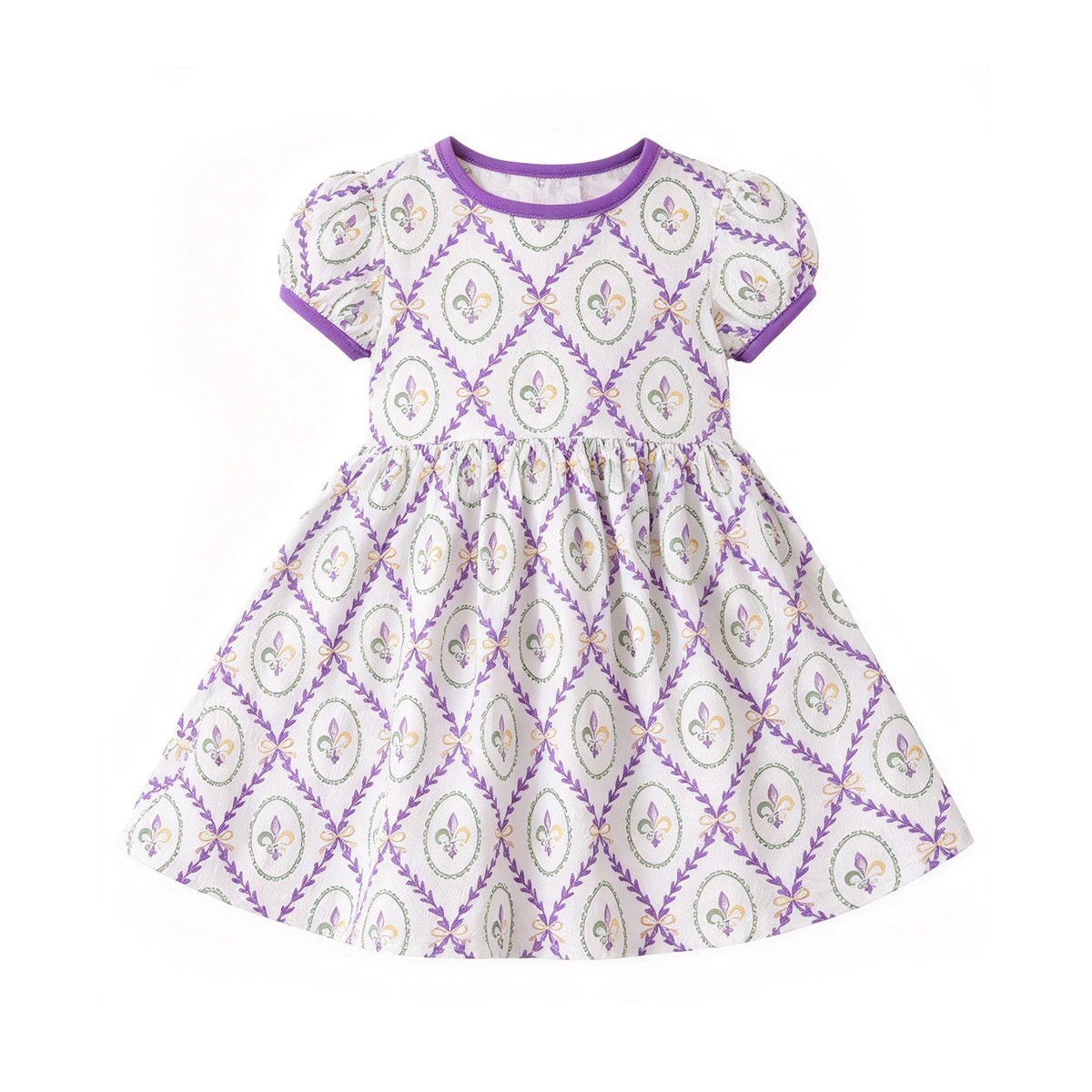 Preorder MOQ 5 pcs GSD4314 Mardi Gras Purple Girl's Dress 202609