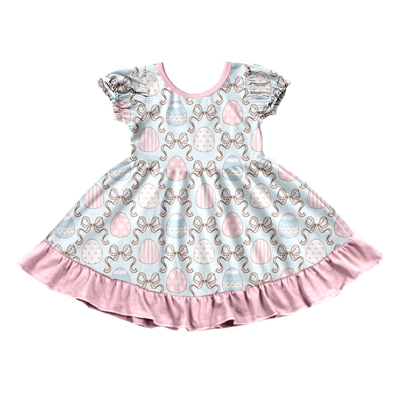 Preorder MOQ 5 pcs 202609 Each Style Easter Eggs Bows Pink Kids Matching Clothes
