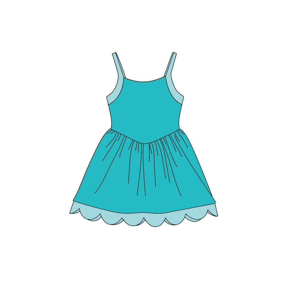 Preorder MOQ 5 pcs Each Style Solid Colorful Straps Yoga Scallop Edge Girl's Dress 202609