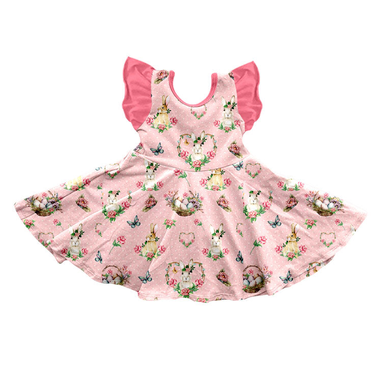 Preorder MOQ 5 pcs Each Style Easter Bunny Flower Pink Kids Matching Clothes