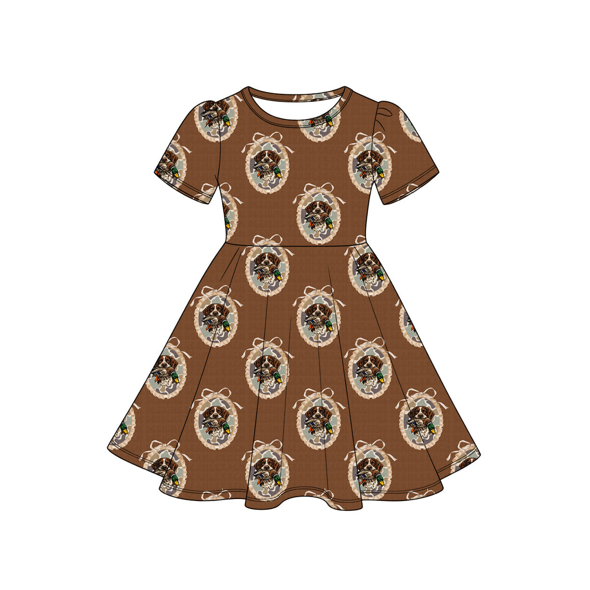 Preorder MOQ 5 pcs Each Style Hunting Mallard Ducks Puppy Bows Kids Matching Clothes